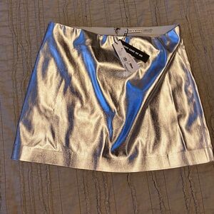 Alice + Olivia Shimmering Silver Mini Skirt